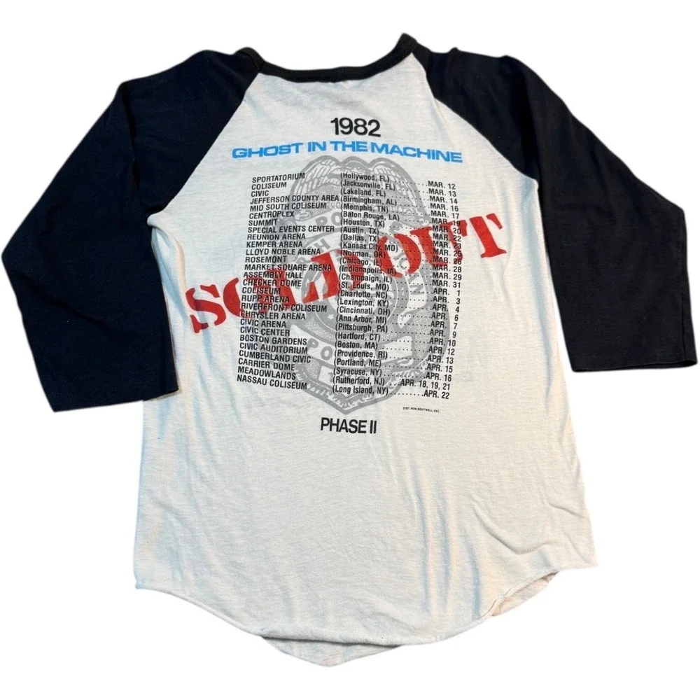 Vtg 1982 The Police Ghost In The Machine Tour Raglan 3/4 Sleeve Shirt Phase II M - Picture 3 of 10